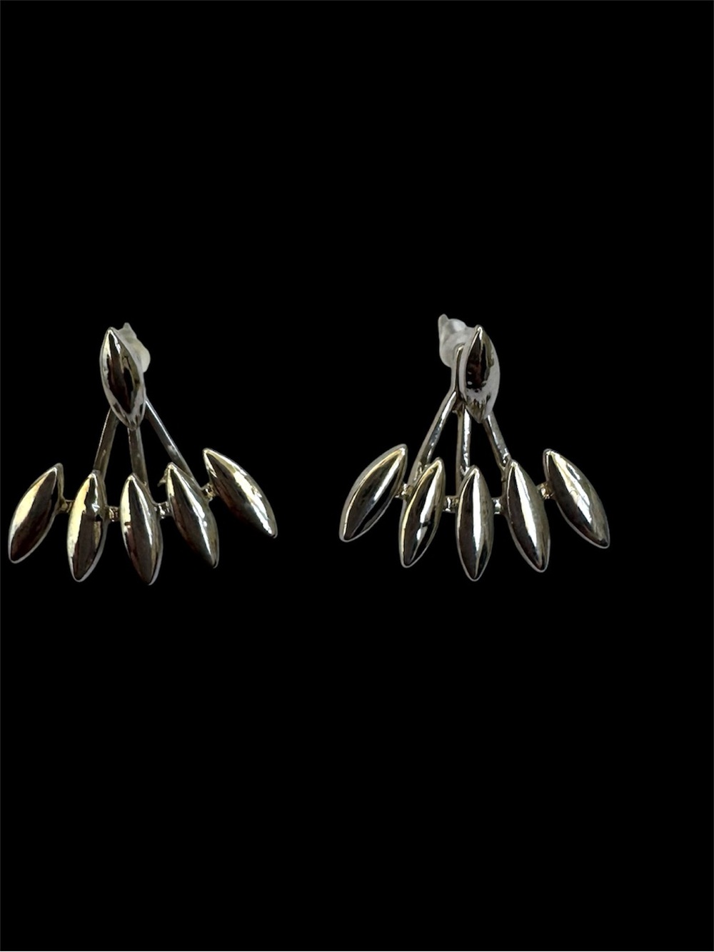 Jacket Earrings- 2 Piece Silver Tone Spike Design. Like New!